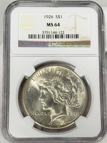 1926-P $1 Peace Silver Dollar NGC MS64 90% Silver Philadelphia US Coin