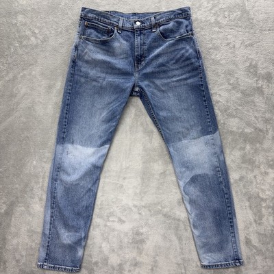 Levi's 512 Jeans Men 34 (Fits36x30) Blue Slim Taper Stretch Faded Whiskering