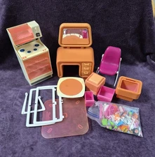 Lot of Vintage Barbie Furniture 70s 80s Oven, Coffee Table, Vanity, 10+ Pieces