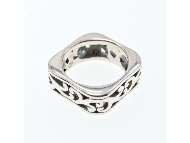 925 Sterling Silver Square Openwork Ring Size 6.5 - image 6