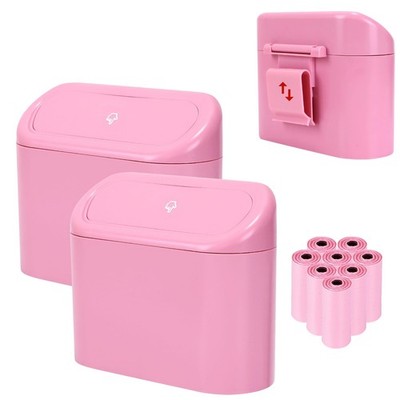 2 Pack Mini Car Trash Can with Lid, Small Car Garbage Can, Cute Leakproof ABS...