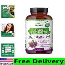 All-Natural Organic Milk Thistle 7500mg Strength, 120 Capsules -