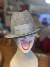 Stetson, The Eagle, Straw Fedora, Gray, Size 7 1/4