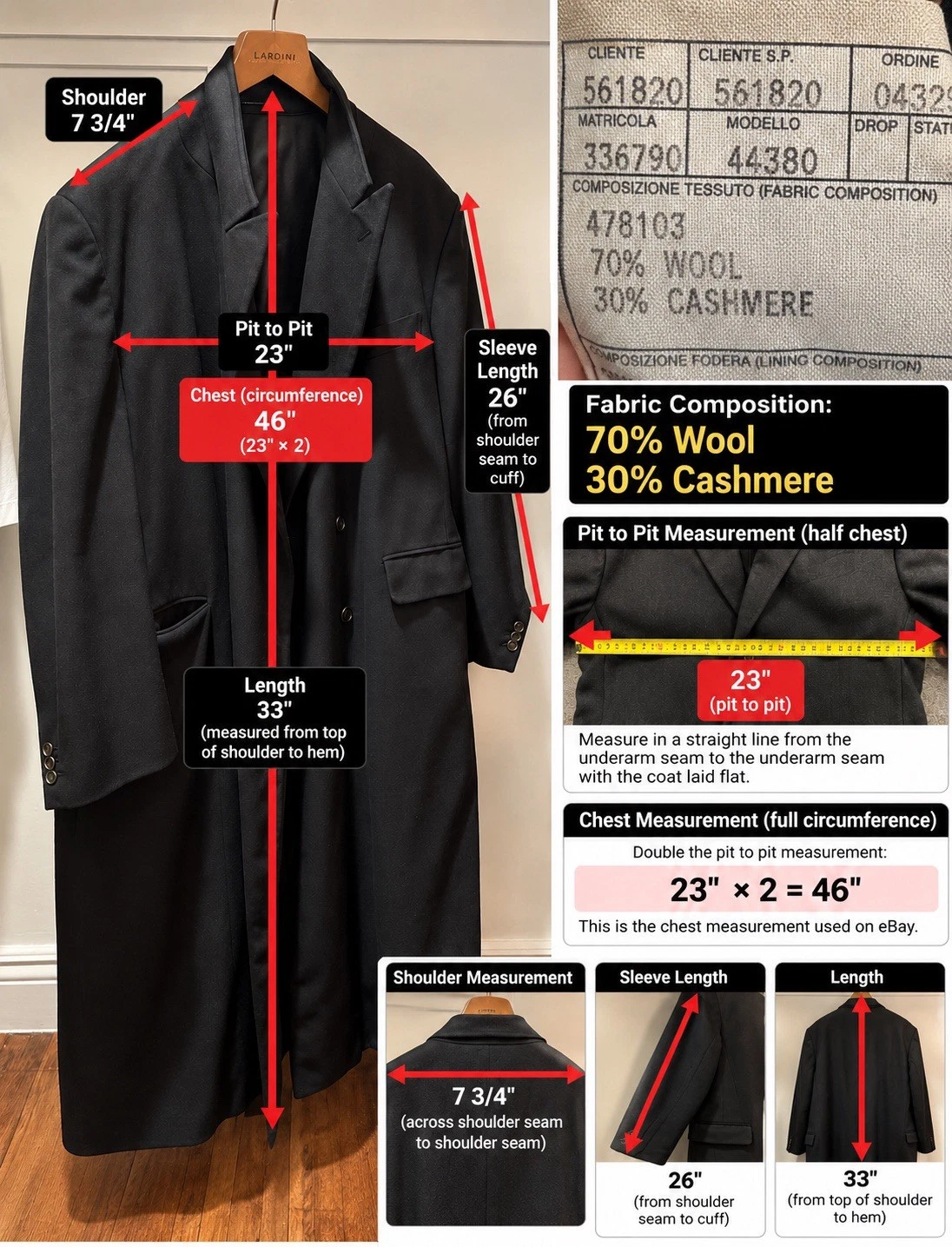 ERMENEGILDO ZEGNA CASHMERE WOOL 3 BUTTON NAVY BLUE TRENCH COAT OVERCOAT BARNEYS image 3