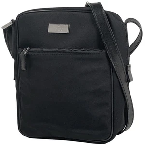 GUCCI Sac à Bandoulière Logo Suspendu en Diagonale Sac à Bandoulière Nylon Noir 0181612 W...