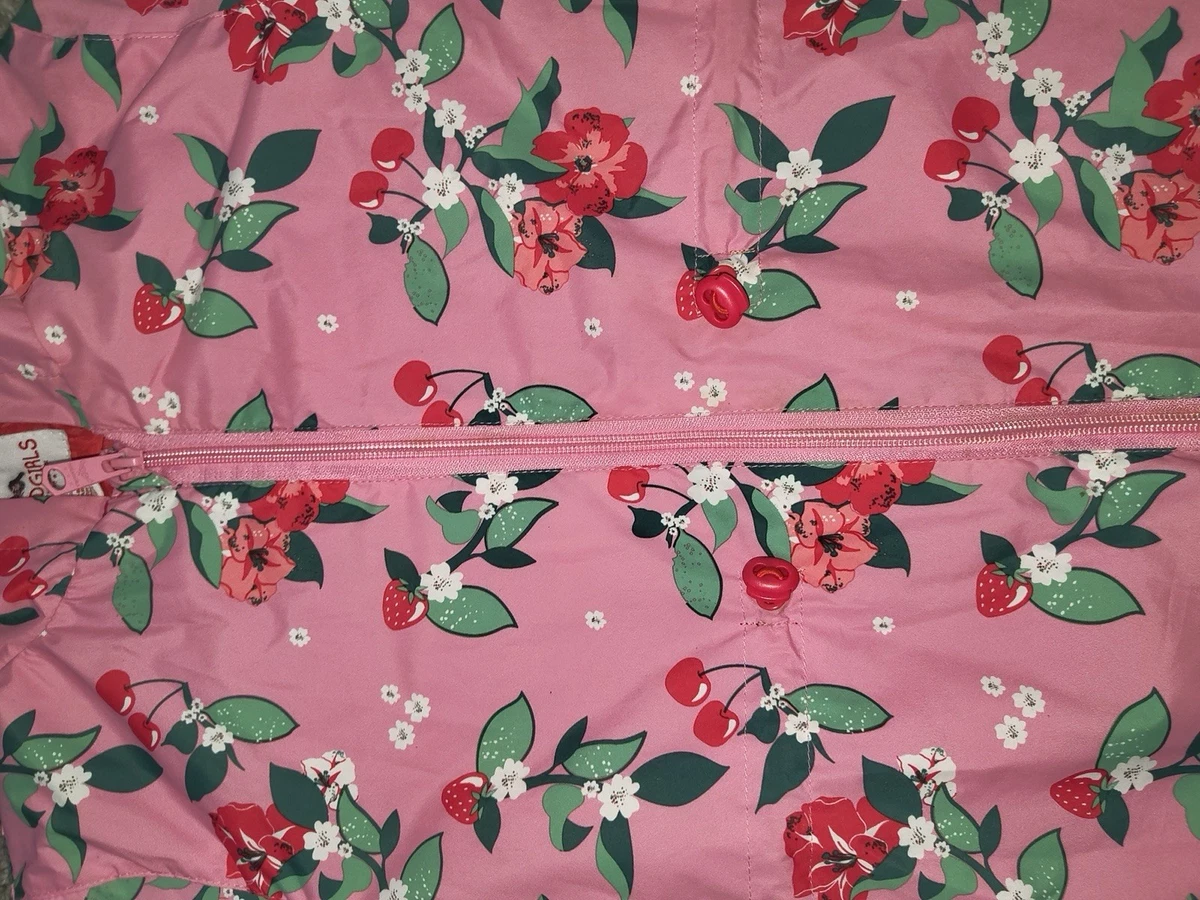 Aroo Threadgirls Girls Pink Floral Hooded Zip Rain Coat Waterproof 7-8 Years