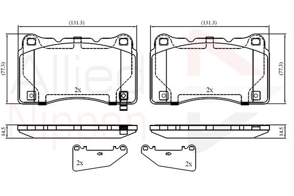 Brake Pad Set For Disc Front Fits Honda Mitsubishi Subaru ALLIED NIPPON ADB32859