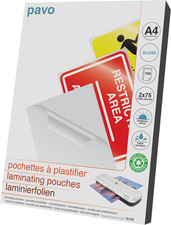 Pavo - Laminating Pouches A4 75/80 Mic , Pack of 100 - Gloss