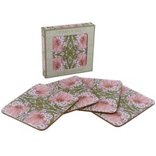 Set of 4 Coasters by William Morris in the Pimpernel Design Presented in a Gi...