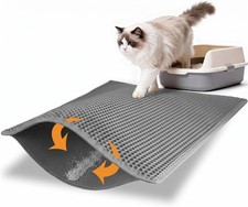30x24 Double-Layer Cat Litter Mat Waterproof Litter Trapping Mat Grey