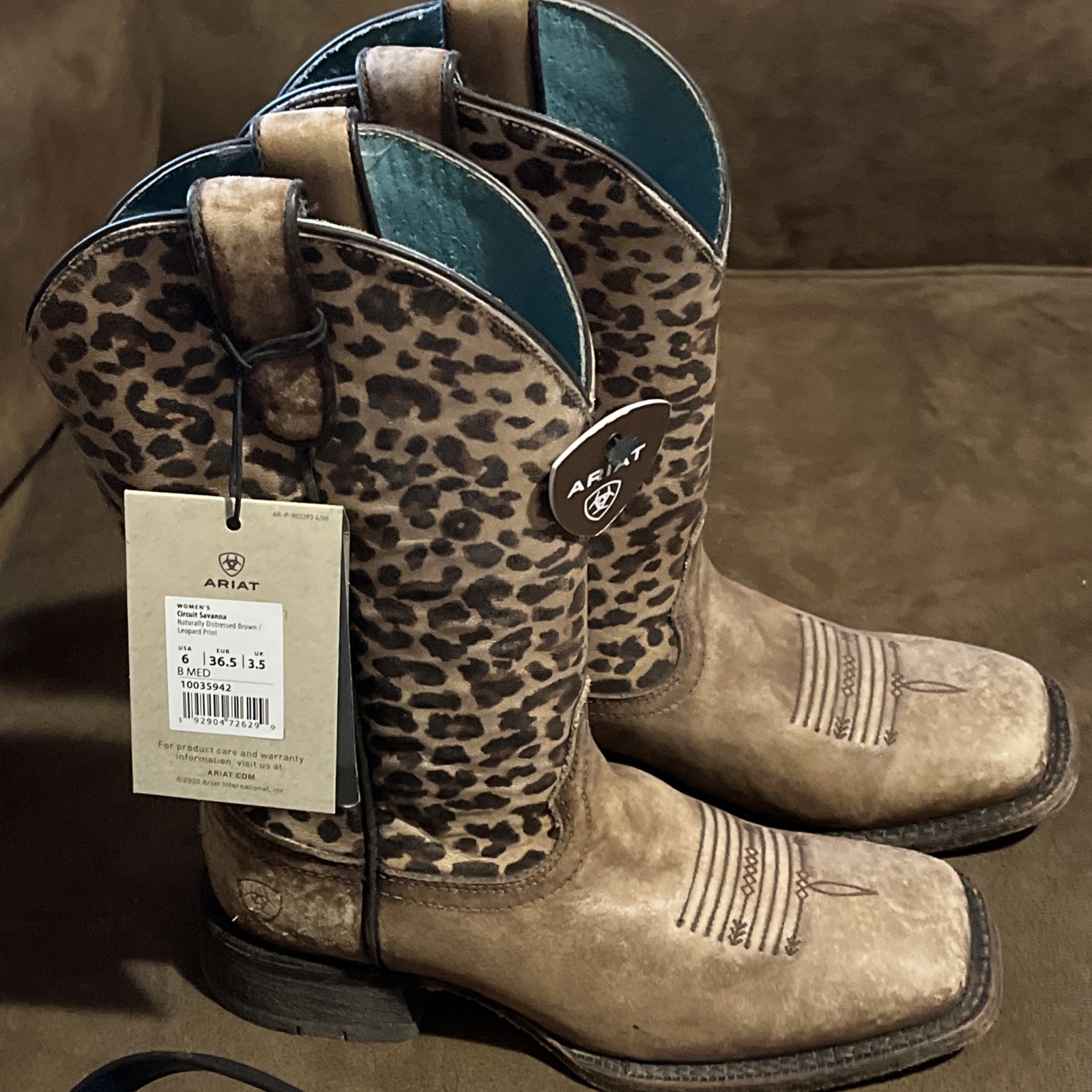 Ariat Circuit Savanna Leopard Print Square Toe Cowgirl Boots for Women