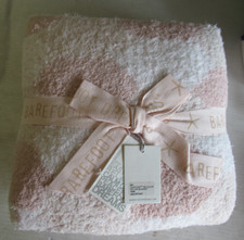 BAREFOOT DREAMS COZY CHIC TRI-COLOR PILLOW BLANKET DUSTY ROSE STYLE 651 MIB