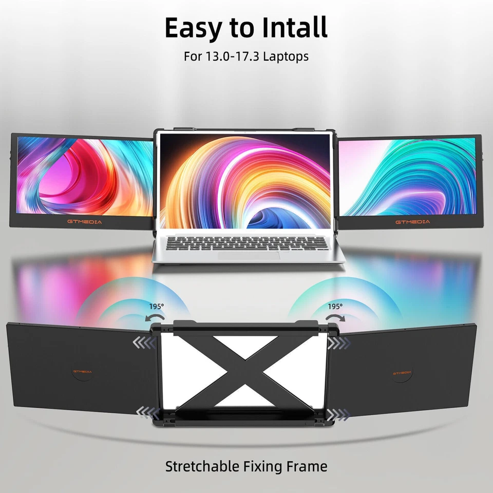 Portable Monitor FullHD IPS HDR Triple Dual Screen Extender For 13-17.3'' Laptop - Image 4 of 4