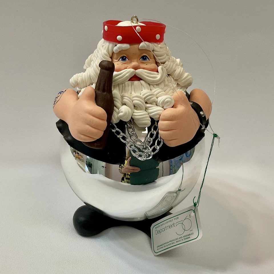 Noel Department 56 Motociclista Santa Adorno de Navidad con Etiqueta Sin Caja 6” x 4” Foto 2 de 4