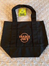Trader Joe's Mini Canvas Tote Bag. RARE BLACK COLOR W/ TAG IN HAND WOW