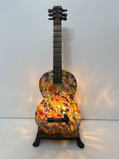 Vtg Murano Style Millefiori Art Glass Gibson Guitar Accent Light Table Lamp