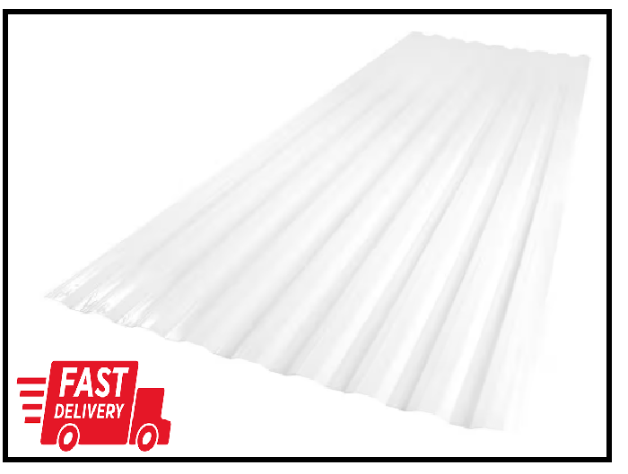 Corrugated Polycarbonate Roof Panel Clear Moisture & Rot Resistant 26 In. X 6Ft.