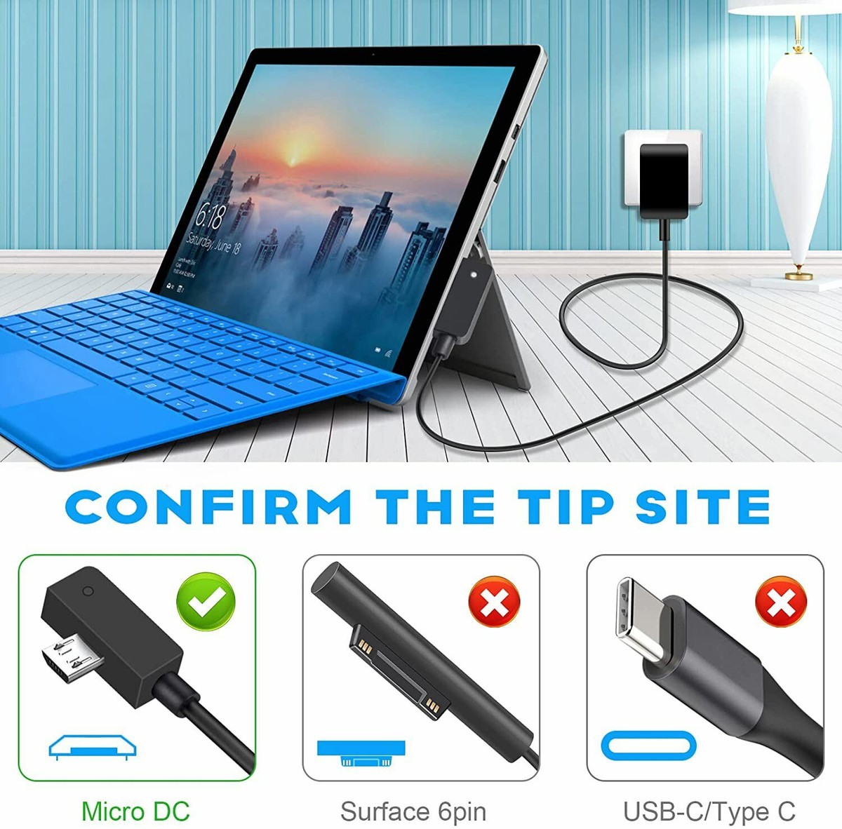 Surface 3 Charger AC Adapter Power Cord For Microsoft Surface 3