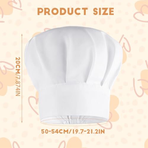 Chef Hat for Kids Adjustable White Chef Hats Elastic Cotton Cooking Cap - Bild 2 von 7