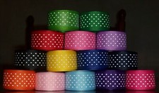 5 Yards 7/8" OFFRAY SWISS DOT GROSGRAIN RIBBON 14 COLORS YOU PICK COLOR