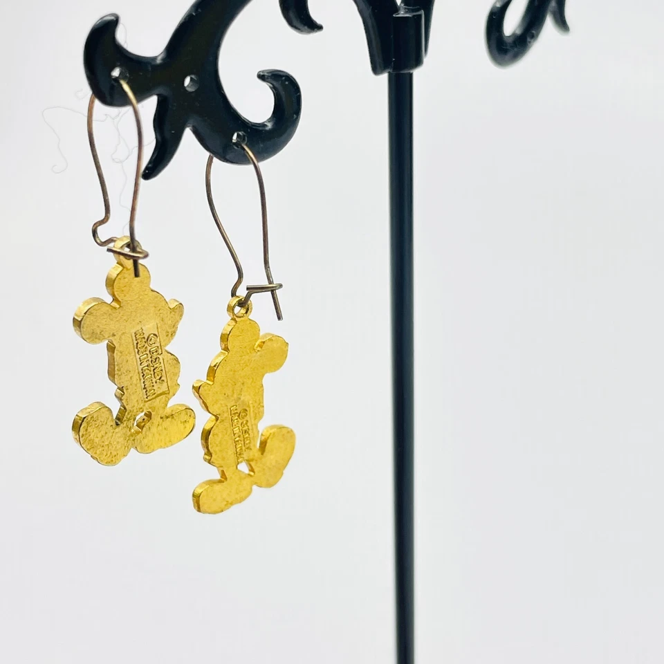 Pendientes Disney Mickey Mouse Tono Dorado Hechos en Taiwán Cuelga Mágico Foto 4 de 4