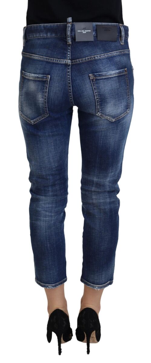 DSQUARED2 Jeans Cool Girl Blue Cotton Mid Waist Cropped DSQUARED2 Jeans Cool Girl Blue Cotton Mid Waist Cropped