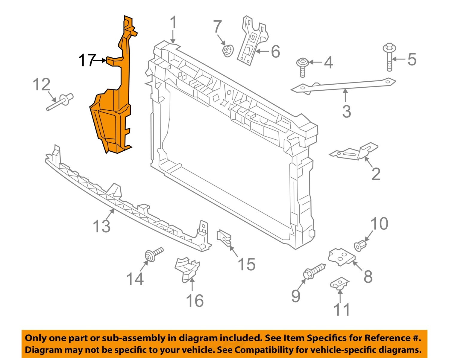 Radiator SupportSide Air Baffle Duct Deflector Left 5G0121283F eBay