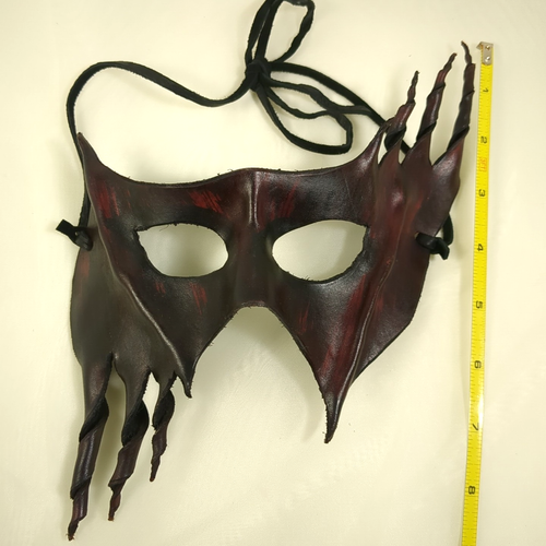 Mask Leather Art Renaissance Festival Handmade Mardi Gras Costume Theatre Party - Picture 6 of 24