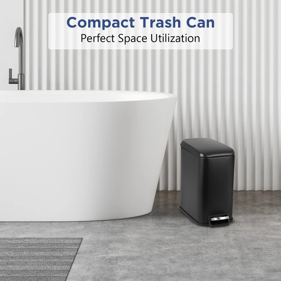 Trash Can with a Lid 1.3 Gallon (5 L) Small Trash Bin Step Pedal Garbage Can - Image 4 of 4