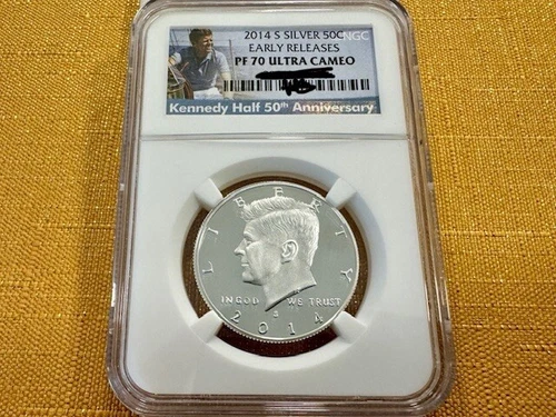 2014-S SILVER PROOF Kennedy Half Dollar NGC PF70 ULTRA CAMEO EARLY RELEASES 50th