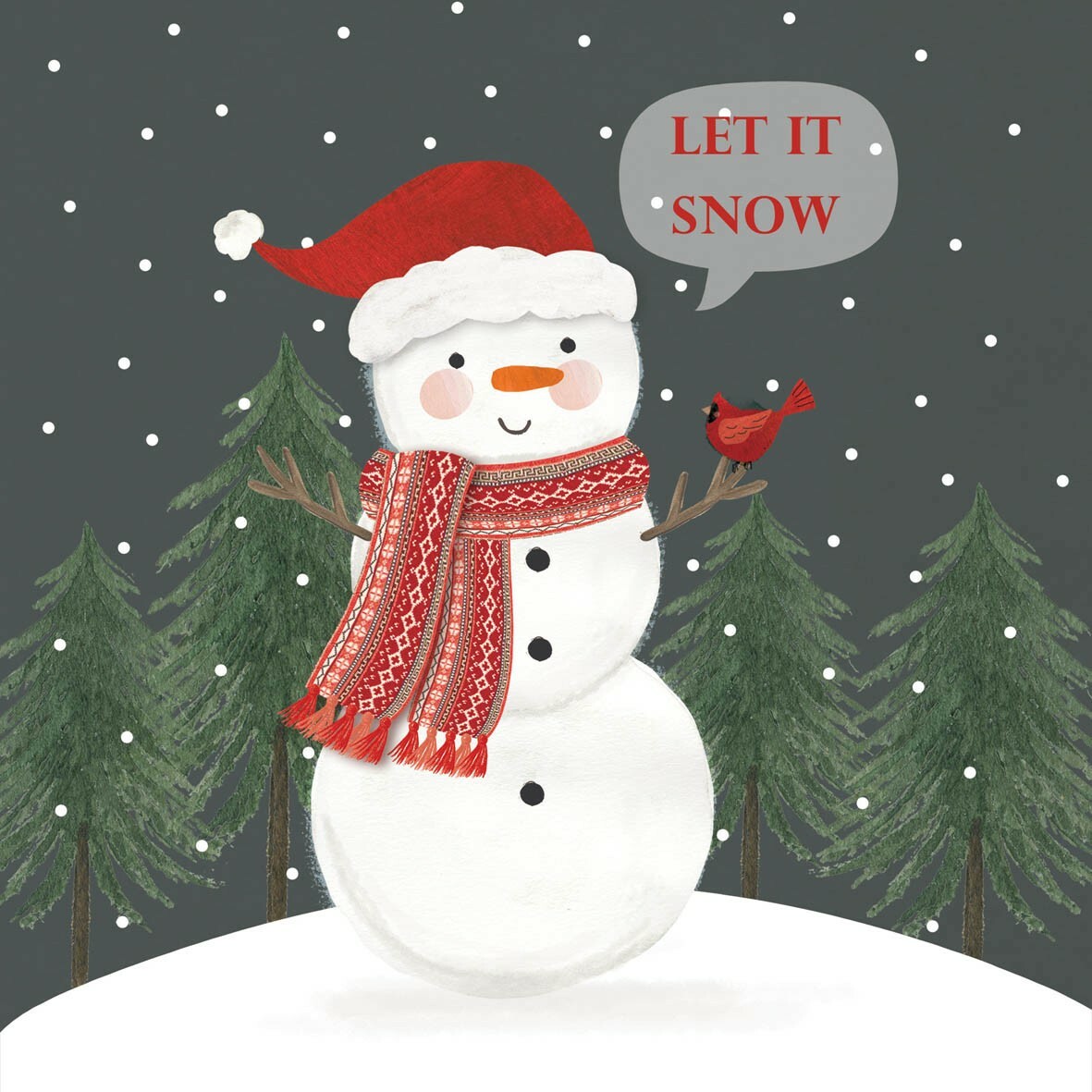 4 x Paper Napkins/33cm/3Ply/Decoupage/Dining/Craft/Christmas/Snowman with Trees