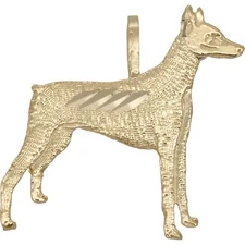 14K Yellow Gold Doberman Pinscher Charm Dog Jewelry