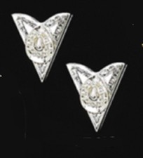 New Austin Accent Collar Tips Engraved Silver With Cowboy Hat 1 1/4 X 1 1/2"