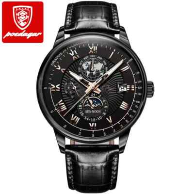 Herrenuhr Leder Wasserdicht Leuchtend Herren Quarz Armbanduhr Luxus Man Watches