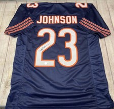 CHICAGO BEARS ROSCHON JOHNSON  SIGNED CUSTOM BLUE JERSEY BECKETT COA!!!