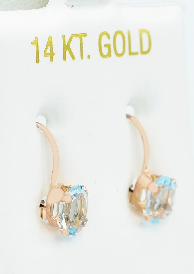 PENDIENTES COLGANTES AGUAMARINA ORIGINALES 1,88 quilates oro rosa 14k - valoración gratuita Foto 2 de 4