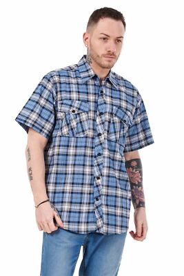 Kariertes kariertes Herrenhemd Kurzarm Freizeit Button Down Big & Tall M-5XL