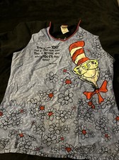 Dr. Seuss Cat In The Hat in Glasses Scrub Top Women  s Sz Medium EUC