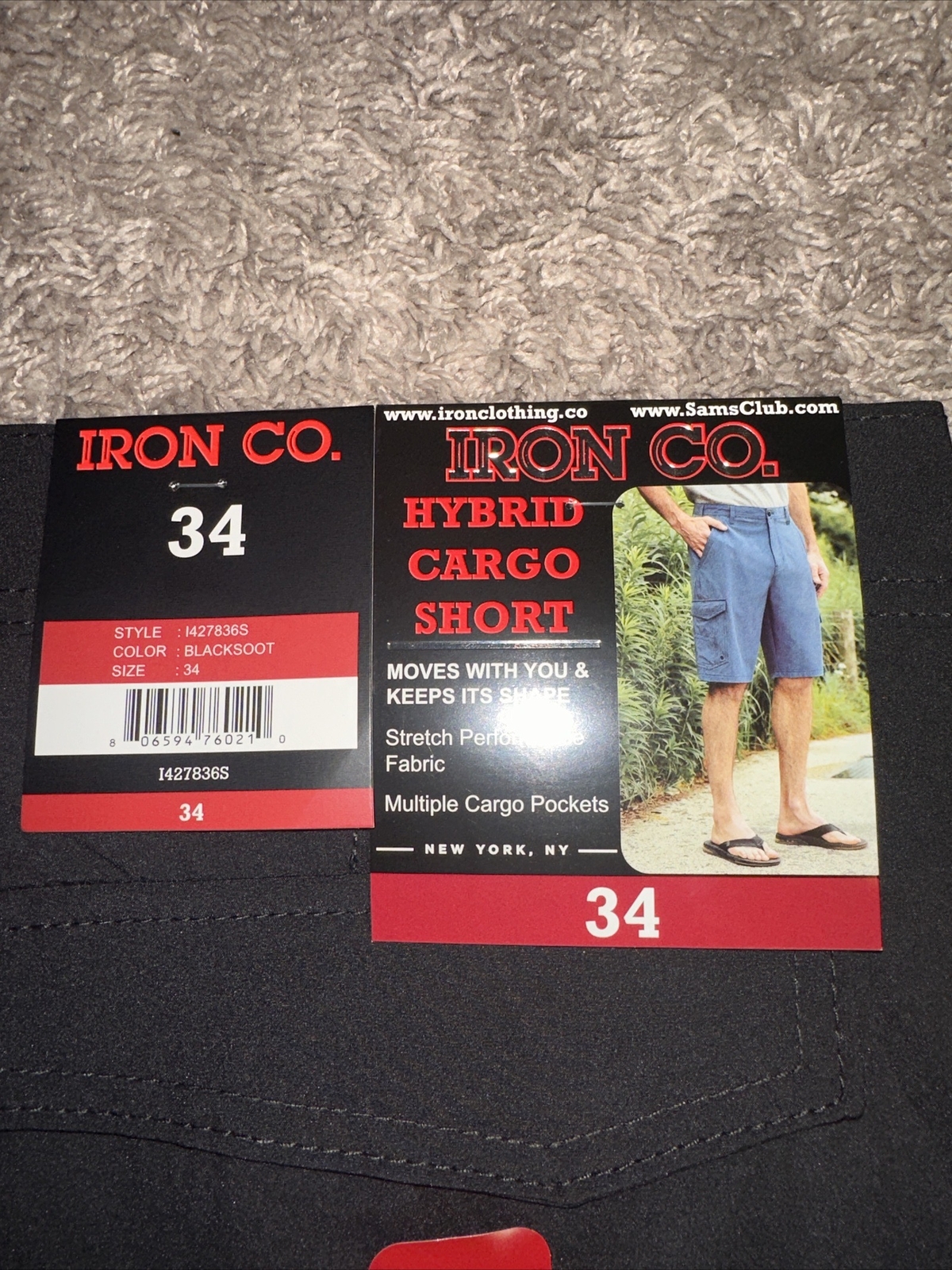Men's Iron Co. Hybrid Cargo Shorts Black Size 34 Stretch Fabric eBay