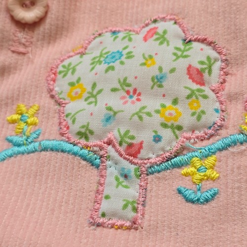 Vintage Carters Overalls Outfit Pink Girls 2 Toddler Corduroy Lace Ruffle 80s - Picture 15 of 21