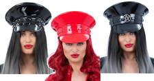 Captains Hat Sexy PVC Bondage Halloween Hen Night Fancy Dress Biker Devil