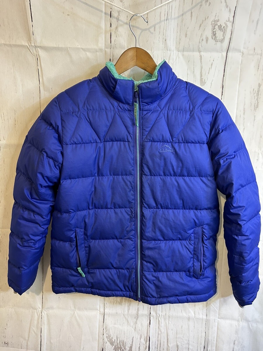 Bean Winter Down Jacket Coat Kids Sherpa Lined Purple Green Size 14-16