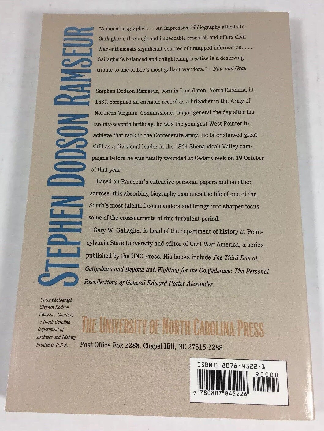 Stephen Dodson Ramseur Lee's Gallant General by Gary W. Gallagher (1995,... 9780807845226 eBay