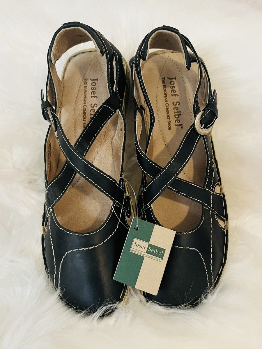 Josef Seibel Black Leather Rosalie 13 Closed Toe Sandals | eBay display picture 1