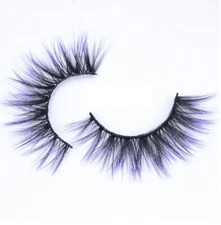 Purple Tip Reusable Strip False Eyelashes Fun Color Fake Lashes Black Base