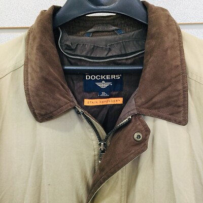 💥Dockers Men's Jacket Size XL Khaki Stain Defender Windbreaker