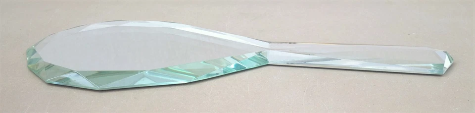 Ancien MIROIR face à main BISEAUTE déco coiffeuse salle bain old beveled mirror - Photo 3/4