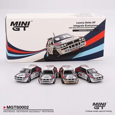 MINI GT 1:64 Model Car Lancia Delta HF EVO 1992 Rally MonteCarlo Martini Racing