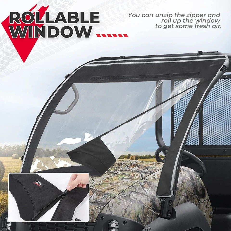 UTV Front Windshield Soft Window For Kawasaki Mule 600 /610 /610 4x4 2015-2019 - Image 4 of 4
