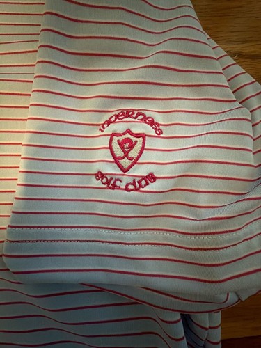 Straight Down Performance Inverness Golf Club Striped Golf Polo Shirt